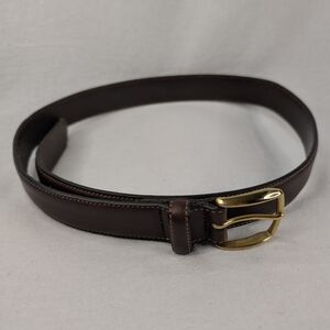 Coach 3704 Dark Brown Genuine Leather Solid Brass Buckle Belt Size 30 Womens